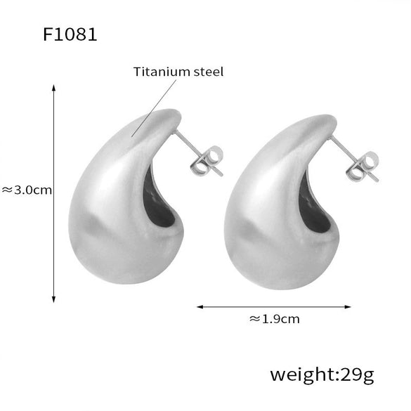 Wholesale Women's Light Luxury 316L Stainless Steel Drop Shaped Zircon Earrings With Geometric Pattern And Pvd Plated Real Gold Inlaid
