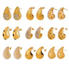 Wholesale Women's Light Luxury 316L Stainless Steel Drop Shaped Zircon Earrings With Geometric Pattern And Pvd Plated Real Gold Inlaid