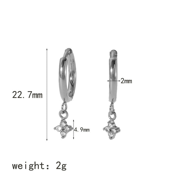 Wholesale Women's Light Luxury Stainless Steel Earrings With Zircon Inlay Starfish Clover Animal Zodiac Design