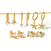 Wholesale Women's Light Luxury Stainless Steel Earrings With Zircon Inlay Starfish Clover Animal Zodiac Design