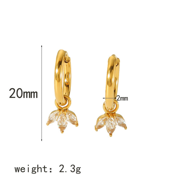 Wholesale Women's Light Luxury Stainless Steel Earrings With Zircon Inlay Starfish Clover Animal Zodiac Design