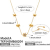 Wholesale Women's Light Luxury Stainless Steel Electroplated Flower Heart Multi Pendant Necklace Earrings Bracelet Ring Set