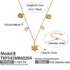 Wholesale Women's Light Luxury Stainless Steel Electroplated Flower Heart Multi Pendant Necklace Earrings Bracelet Ring Set