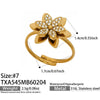 Wholesale Women's Light Luxury Stainless Steel Electroplated Flower Heart Multi Pendant Necklace Earrings Bracelet Ring Set