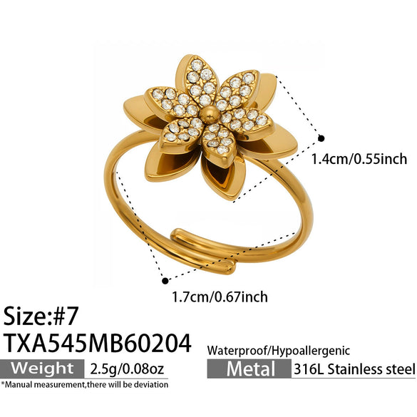 Wholesale Women's Light Luxury Stainless Steel Electroplated Flower Heart Multi Pendant Necklace Earrings Bracelet Ring Set