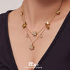 Wholesale Women's Light Luxury Stainless Steel Electroplated Flower Heart Multi Pendant Necklace Earrings Bracelet Ring Set