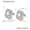 Wholesale Women's Light Luxury 316L Stainless Steel Electroplated Geometric And Flower Patterned Petal Flower Inlaid Beads Earrings