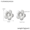 Wholesale Women's Light Luxury 316L Stainless Steel Electroplated Geometric And Flower Patterned Petal Flower Inlaid Beads Earrings