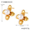 Wholesale Women's Light Luxury 316L Stainless Steel Electroplated Geometric And Flower Patterned Petal Flower Inlaid Beads Earrings