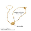 Wholesale Women's Light Luxury Stainless Steel Electroplated Geometric Zircon Embellished Interlocking Bracelet With Shell Pendant