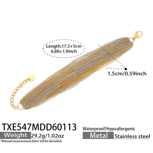 Wholesale Women's Light Luxury Stainless Steel Electroplated Multilayer Splicing Chain Necklace And Bracelet Set