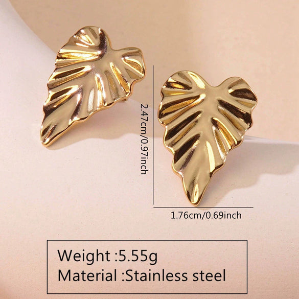 Wholesale Women's Light Luxury Stainless Steel Flower Stamped Earrings