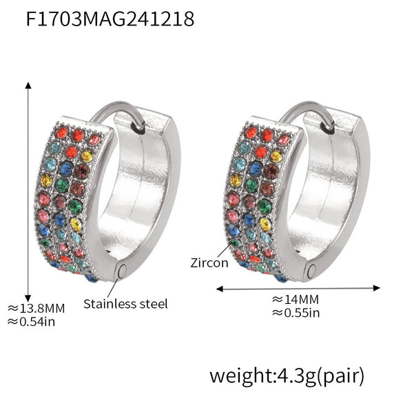 Wholesale Women's Light Luxury 316L Stainless Steel Geometric Donut Zircon Earrings With Pvd Plating 18K Real Gold
