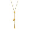 Wholesale Women's Light Luxury Stainless Steel Geometric Drop Shape Tassel 18K Gold Plated Necklace With Round Snake Chain