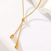 Wholesale Women's Light Luxury Stainless Steel Geometric Drop Shape Tassel 18K Gold Plated Necklace With Round Snake Chain
