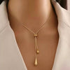 Wholesale Women's Light Luxury Stainless Steel Geometric Drop Shape Tassel 18K Gold Plated Necklace With Round Snake Chain