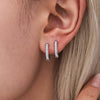 Wholesale Women's Light Luxury Stainless Steel Geometric Earrings With Electroplating And Super Flash Zircon