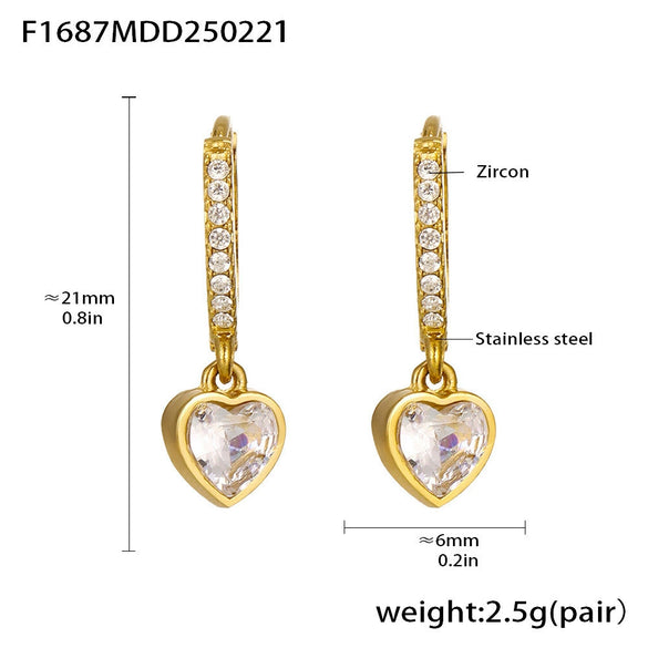 Wholesale Women's Light Luxury Stainless Steel Geometric Earrings With Electroplating And Zircon Inlay