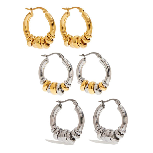 Wholesale Women's Light Luxury Stainless Steel Geometric Earrings With Electroplating