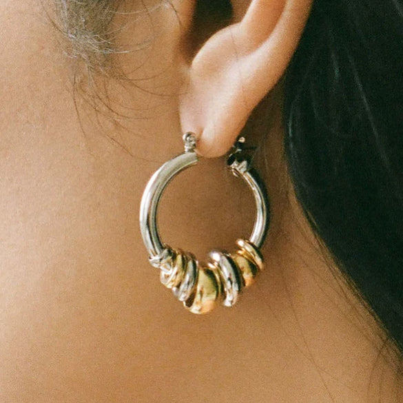 Wholesale Women's Light Luxury Stainless Steel Geometric Earrings With Electroplating