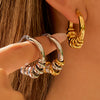 Wholesale Women's Light Luxury Stainless Steel Geometric Earrings With Electroplating