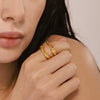 Wholesale Women's Light Luxury Stainless Steel Geometric Ring Electroplated With 18K Real Gold