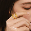Wholesale Women's Light Luxury Stainless Steel Geometric Ring Electroplated With 18K Real Gold
