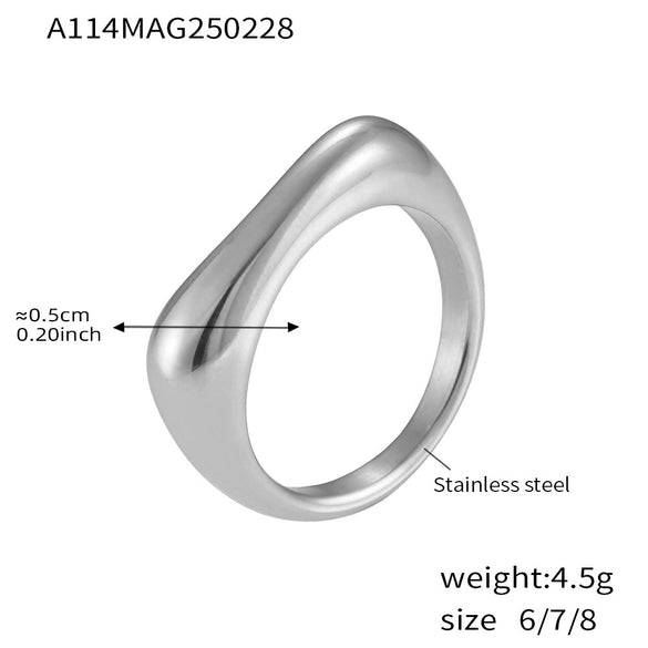 Wholesale Women's Light Luxury Stainless Steel Geometric Ring Electroplated With 18K Real Gold