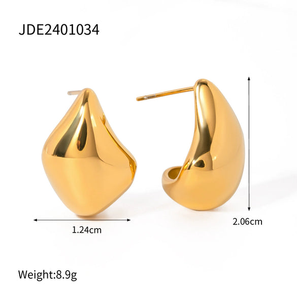 Wholesale Women's Light Luxury Stainless Steel Geometric Water Drop Earrings With Electroplating
