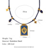 Wholesale Women's Light Luxury Stainless Steel 18K Gold Plated Heart Shape Crown Square Pendant Necklace With Braided Rope And Regular Chain