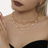 Wholesale Women's Light Luxury 316L Stainless Steel Natural Freshwater Pearl Geometric Collarbone Necklace With Electroplating And Regular Chain
