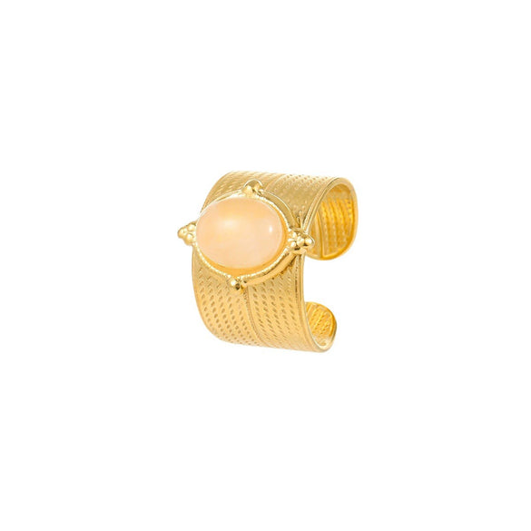 Wholesale Women's Light Luxury Stainless Steel Natural Stone Opening Ring With Electroplating