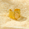 Wholesale Women's Light Luxury Stainless Steel Natural Stone Opening Ring With Electroplating