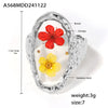 Wholesale Women's Light Luxury 316L Stainless Steel Resin Geometric Electroplated Dried Flower Opening Finger Ring