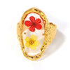 Wholesale Women's Light Luxury 316L Stainless Steel Resin Geometric Electroplated Dried Flower Opening Finger Ring