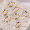 Wholesale Women's Light Luxury Stainless Steel Ring Set With Diamonds Geometric Heart Shape Zircon Birthstone Ring