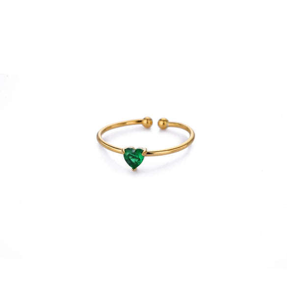Wholesale Women's Light Luxury Stainless Steel Ring Set With Diamonds Geometric Heart Shape Zircon Birthstone Ring