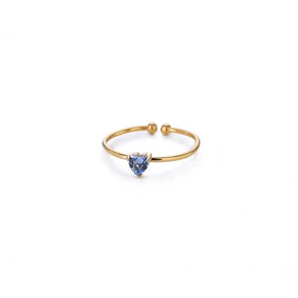 Wholesale Women's Light Luxury Stainless Steel Ring Set With Diamonds Geometric Heart Shape Zircon Birthstone Ring