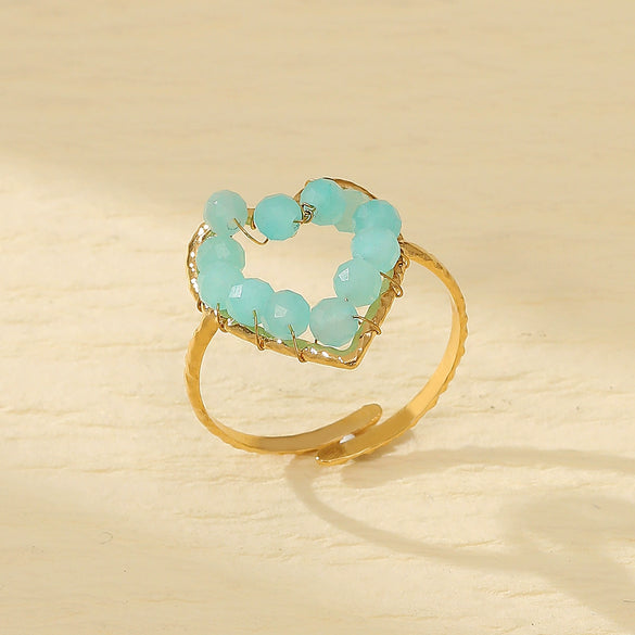 Wholesale Women's Light Luxury Stainless Steel Ring With Heart Design And Electroplating Treatment