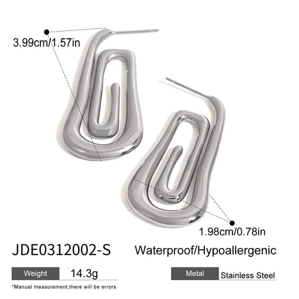 Wholesale Women's Light Luxury Stainless Steel Spiral Earrings With Geometric Design And Electroplating