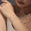 Wholesale Women's Light Luxury Stainless Steel Tianhe Stone Handmade Double Clavicle Necklace With Electroplating And Blade Chain Design