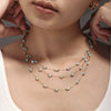 Wholesale Women's Light Luxury Stainless Steel Tianhe Stone Handmade Double Clavicle Necklace With Electroplating And Blade Chain Design