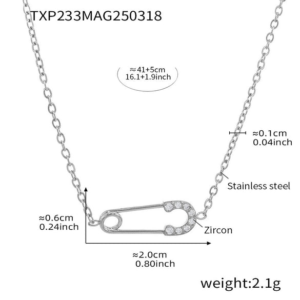 Wholesale Women's Light Luxury 316L Stainless Steel Zircon Jewelry Suit With Double Necklace And Exquisite Bracelet Electroplated