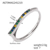Wholesale Women's Light Luxury Stainless Steel Zircon Ring With Geometric Pattern And Microinlaid Zircon Electroplated With 18K Gold