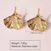 Wholesale Women's Light Luxury Stamped Stainless Steel Leaf Earrings
