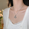 Wholesale Women's Light Luxury Starfish Pearl Necklace With Zircon Inlay In Titanium Steel And Oshaped Chain