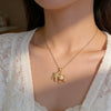 Wholesale Women's Light Luxury Starfish Pearl Necklace With Zircon Inlay In Titanium Steel And Oshaped Chain