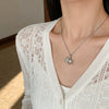 Wholesale Women's Light Luxury Starfish Pearl Necklace With Zircon Inlay In Titanium Steel And Oshaped Chain