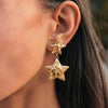 Wholesale Women's Light Luxury Starstudded Stainless Steel Earrings With Vacuum Real Gold Electroplating In Pvd Furnace