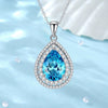 Wholesale Women's Light Luxury 925 Sterling Silver Aquamarine Drop Shape Necklace With High Carbon Diamond And Cross Chain